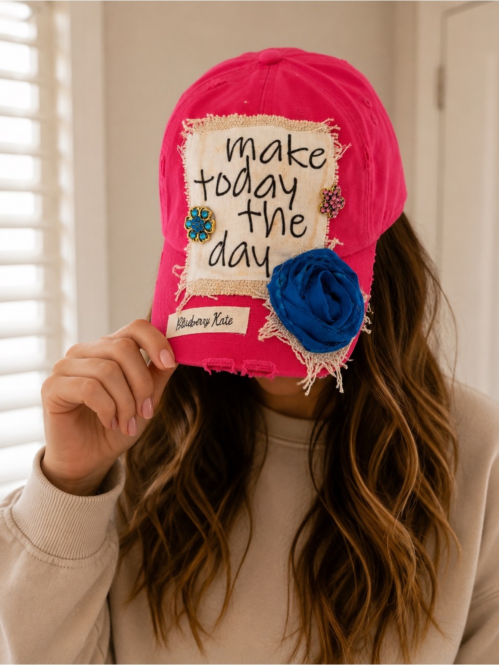 New KBETHOS Bright Pink Cap with White Drip Accent Design by Blueberry Kate